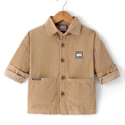 Little Kangaroos Denim Knit Full Sleeves Solid Colour Shirt - Beige-picture-40