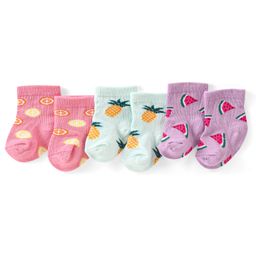 Cute Walk by Babyhug Knit Anti-Bacterial Ankle Length Socks with Watermelon Pineapple & Orange Design Pack of 3 - Pink Mint & Purple-image-17
