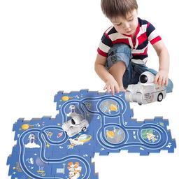 Elecart Astronaut Puzzle Track Racer Car Play Set for Toddlers  DIY Assemble & Educational STEM Toy for Ages 3+ Assembling Puzzle (8 Pc Puzzle Track + 1 Car)-16