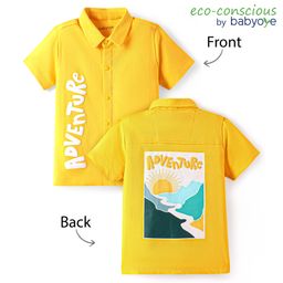 babyoye Babyoye100% Cotton Knit Half Sleeves Shirt with Text Print - Yellow-picture-3