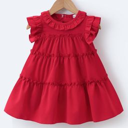 Mark & Mia Half Frill Sleeves Tiered Frock - Red-picture-22