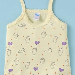 Tango Single Jersey Knit Sleeveless Slip With Teddy Bear & Heart Print - Yellow-image-69