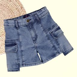 Kiddopanti Denim Cut & Sew Shorts - Light Blue-image-66