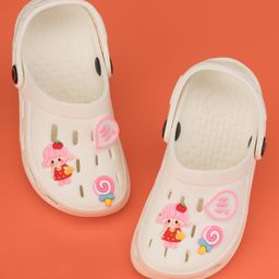Yellow Bee Solid Clogs With Doll & Lollipop Charms - White-image-40