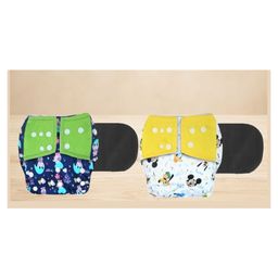 KIDS BASIC Reusable Baby Cloth Diapers With Fun Prints Washable Diaper Nappy - White & Blue (Pack of 2)-26