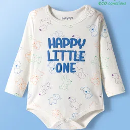 Babyoye 100% Cotton Interlock Knit Full Sleeves Onesie with Animal Print - White-picture-19