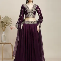 MADHURAM Embroidered Sequinned Ready to Wear Lehenga & Blouse With Dupatta-image-65