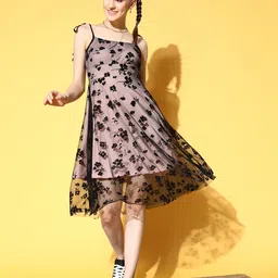 Berrylush Floral Print Net Fit & Flare Dress-picture-17