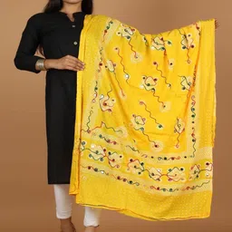 RajeRaj Women Embroidered Bandhani Dupatta With Thread Work-picture-15