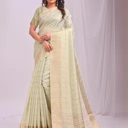 DIVASTRI Checked Zari Organza Saree-picture-13