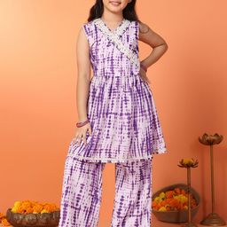 Sangria Girls Tie & Dye Printed Kurta & Palazzos-image-59