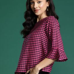 DressBerry Checked Bell Sleeves Top-17