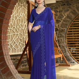 FABMORA Embellished Beads and Stones Pure Georgette Saree-47