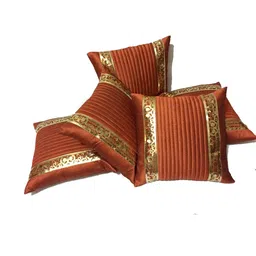 India Furnish Orange Abstract Silk Square Cushion Cover-picture-13