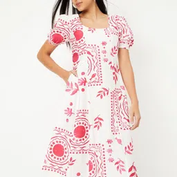 max Floral Print A-Line Dress-image-61