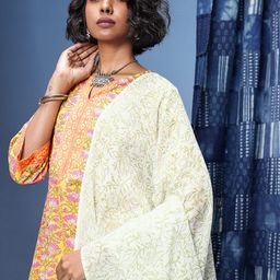 Taavi Floral Printed Block Print Legacy Kurta with Trousers & Dupatta-20