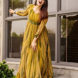 Jash Creation Women Printed Fit and Flare Maxi Dress Comes with a belt-image-92