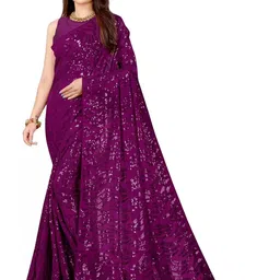 GAVUBAA Magenta Pure Georgette Leheriya Sarees-picture-11
