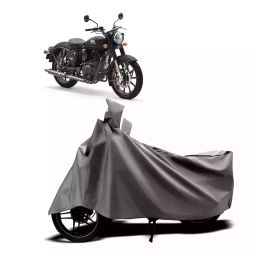 Auto Pearl Two Wheeler Cover with Bag for Royal Enfield Classic Stealth Black, Silver-image-73