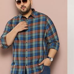 Sztori Plus Size Pure Cotton Checked Casual Shirt-image-85