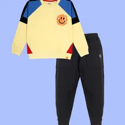 KiddoPanti Boys Fleece Printed Round Neck Pure Cotton Sweatshirt With Jogger-picture-36