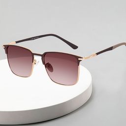 Peter Jones Eyewear Unisex Brown Lens & Gold-Toned Square Sunglasses T7029BW-picture-10