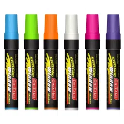 Soni Office Mate Jumbo Fluorescent Chalk Window Marker 15 mm Chisel Tip Smudge-Free, Easy Erase for Cafe, Mirror, Display Multicolor (Pack of 6)-image-72