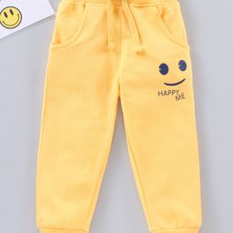 Babyhug Full Length Lounge Pant Text & Smiley Print - Yellow-image-79