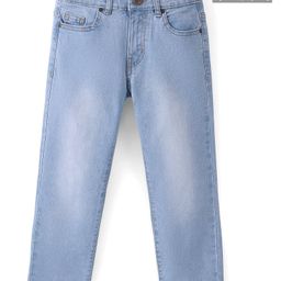 Pine Kids Cotton Elastane Full Length Adjustable Elastic Waist Denim Jeans - Ice Blue-image-113