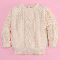 Kookie Kids Full Sleeves Sweater Cable Knit Design - Cream-image-60