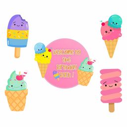 Untumble Ice Cream Theme Birthday Decoration Posters Kit for Kids Pack of 5-image-9