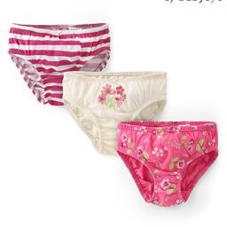 Babyoye Cotton Knit Eco Conscious Panties with Striped & Floral Print Pack of 3 - White & Pink-picture-34
