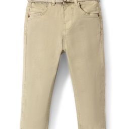 Babyhug Denim Washed Full Length Jeans With Stretch Solid Colour - Light Olive-image-38