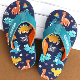 Cute Walk by Babyhug Slip On Flip Flops Dino Print-  Blue & Sea Green-image-57