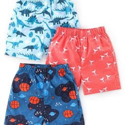 Babyhug Cotton Poplin Woven Boxer Dino Print Pack of 3 - Multicolor-image-51