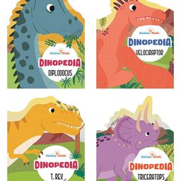 Set of 4 Children Dinosaur Encyclopedia Die Cut Books for 2+ | Dinopedia- T REX, DIPLODOCUS,TRICERATOPS,VELOCIRAPTOR-16