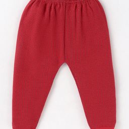 Bodycare Cotton Knit Full Length Thermal Pant with Stripes Detailing - Red-image-15