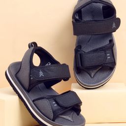 Pine Kids Solid Sandals With Velcro Closure - Black & Grey-image-85
