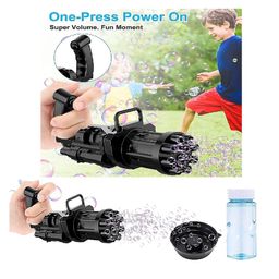 Sanjary 8 Hole Automatic Bubble Maker With Bubble Solution For Toddlers, Battery Operated Gatling Bubble Machine Gun Toy color design may vary-24