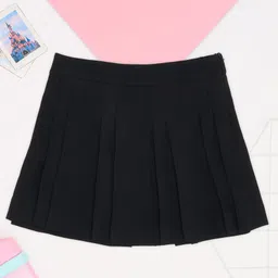 Pantaloons Junior Woven Solid Pleated Skirt - Black-picture-25