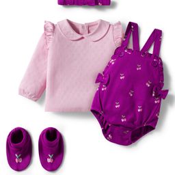 Babyhug 100% Cotton Interlock Knit Onesies With Hairband & Booties - Purple-picture-36