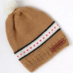 The Original Knit Hearts Designed & Pom Pom Embellished Cap - Off White & Beige - Diameter - 30cm-picture-41
