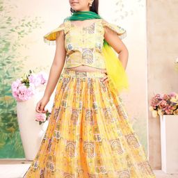 BAESD Girls Floral Embroidered Ready to Wear Lehenga & Blouse With Dupatta-picture-34