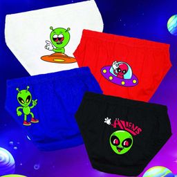 NUSYL Pack Of 4 Boys Printed Cotton Basic Briefs NUBCBRFPO4.0066-18