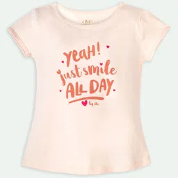ariel Girls Pack of 3 Typography Printed Round Neck Cotton T-shirts-image-65