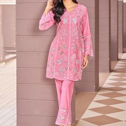 AUTUMN LANE Ayat Punch Floral Embroidered Tunic With Trousers Co-Ords-28