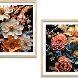 kotart Floral Wall Art Painting with Frames | Wall Frames For Living Room Office Digital Reprint 8 inch x 8 inch Painting-picture-2