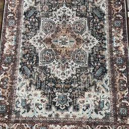 DREAM WEAVERZ White & Brown Printed Anti-Skid Long-Life Rectangular Floor Rug-15