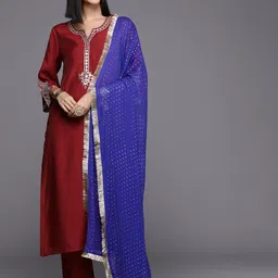 KALINI Women Ethnic Motifs Yoke Design Regular Sequinned Kurta with Trousers & With Dupatta-picture-9