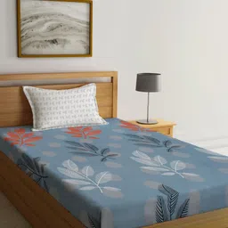 Myntra Elegant Homes Blue & Red Printed 300 TC Single Bedsheet Set 2.20 m x 1.50 m-17